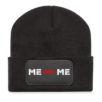 Me Me Red Brush Split Portrait - Recycled Patch Beanie - dark grey - Front