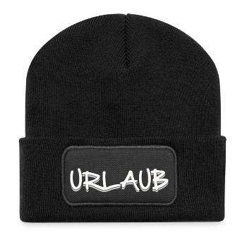 URLAUB - Recycelte Patch Beanie - Schwarz - Vorne
