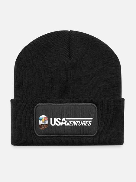 Aigle et logo blanc - Beanie recyclé à patch - noir