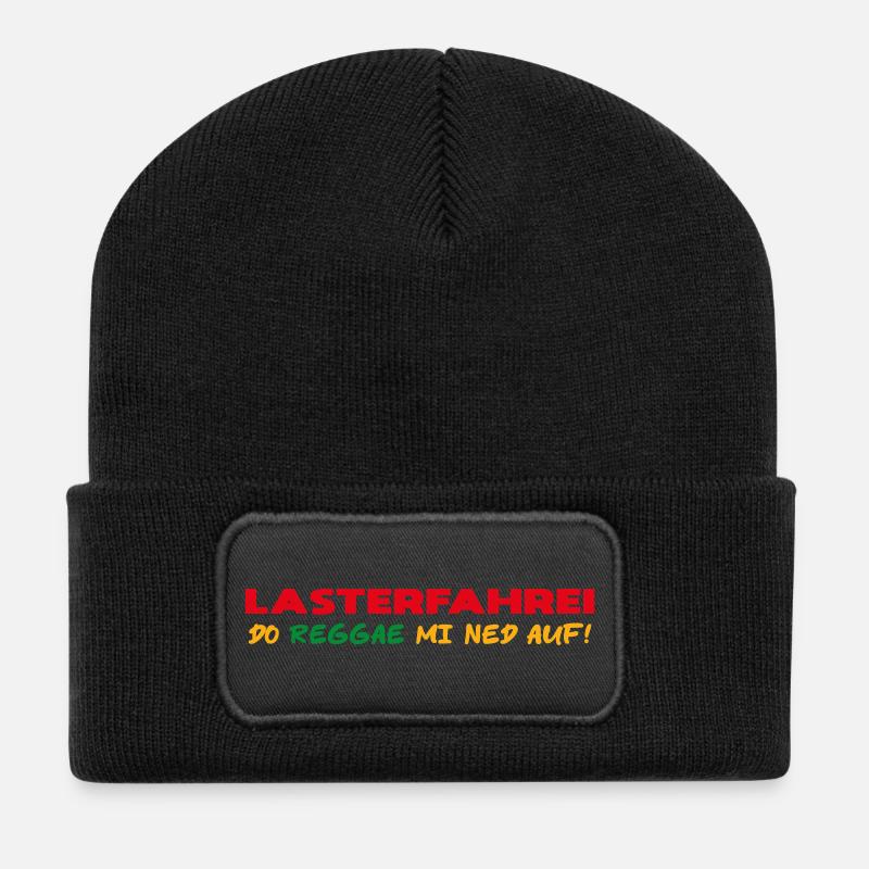 LASTERFAHREI - Do Reggae Mi Ned Auf! (3-Farbig) - Recycelte Patch Beanie - Schwarz