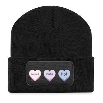 Süß süß heiß - Recycelte Patch Beanie - Schwarz - Vorne