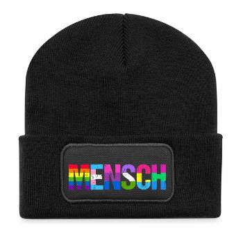 Mensch Pride Month LGBT LGBTQ - Recycelte Patch Beanie - Schwarz - Vorne
