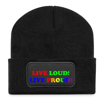 Live Loud - Live Proud - LGBTQ+ - gay - lesbian - Recycled Patch Beanie - black - Front