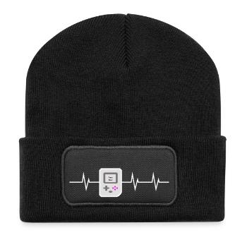 Press Start - I love Retro Gaming - Recycelte Patch Beanie - Schwarz - Vorne