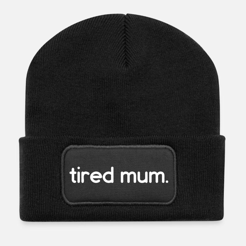tired mum - Recycelte Patch Beanie - Schwarz