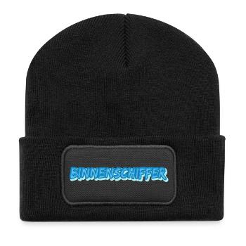 Binnenschiffer als Comic - Recycelte Patch Beanie - Schwarz - Vorne