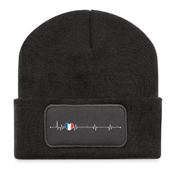 Heartbeat france flag - Recycled Patch Beanie - dark grey - Front