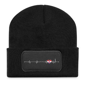 Croatian Heartbeat Flag - Recycled Patch Beanie - black - Front