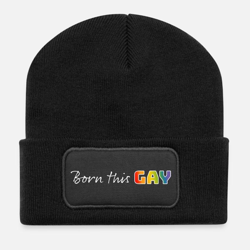 Rainbow born this gay | LGBT lgbtqi queer - Recycled Patch Beanie - black