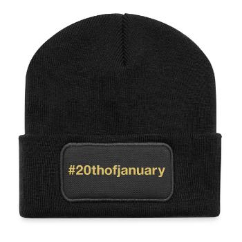 born on January 20 Birthday birthday - Recycled Patch Beanie - black - Front
