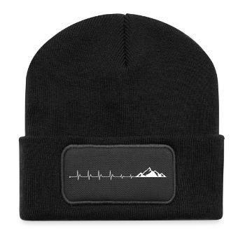 Bitte laden Sie das Designbild hoch - Recycelte Patch Beanie - Schwarz - Vorne