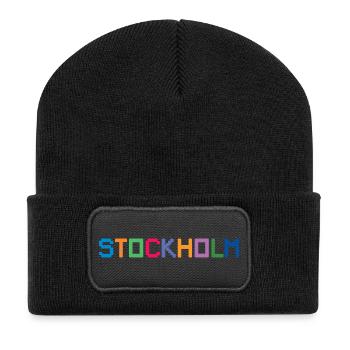 STOCKHOLM Suède Schweden - Beanie recyclé à patch - noir - Devant