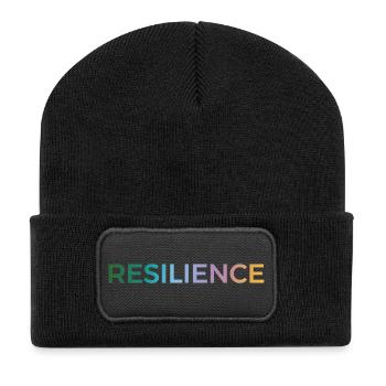 Resilience Gradient Typo - Recycled Patch Beanie - black - Front