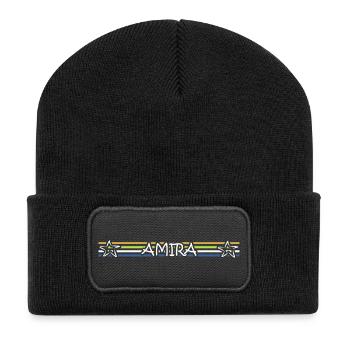 AMIRA Color Stripes Star Ribbon - Recycled Patch Beanie - black - Front