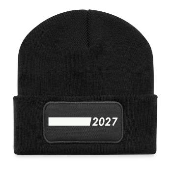 2027 - Recycelte Patch Beanie - Schwarz - Vorne