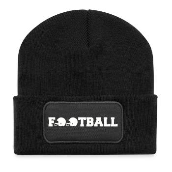 football - Recycelte Patch Beanie - Schwarz - Vorne