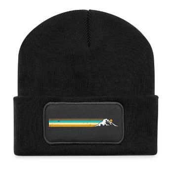 Rayures de montagne - Beanie recyclé à patch - noir - Devant