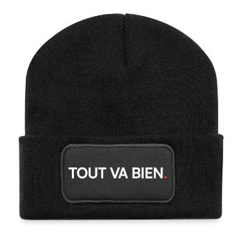 Tout va bien humour ironique moderne - Beanie recyclé à patch - noir - Devant