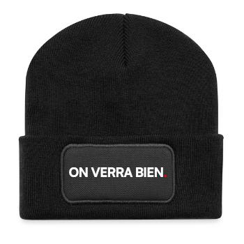 ON VERRA BIEN | Expression humour minimaliste - Beanie recyclé à patch - noir - Devant