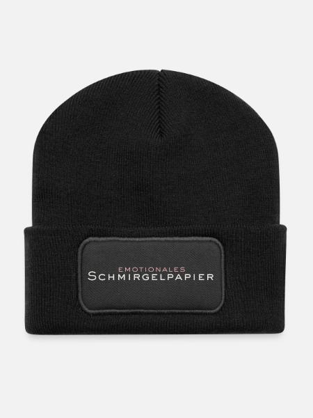 Emotionales Schmirgelpapier - Recycelte Patch Beanie - Schwarz
