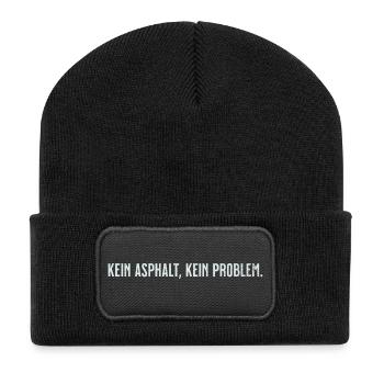Kein Asphalt Kein Problem - Recycelte Patch Beanie - Schwarz - Vorne