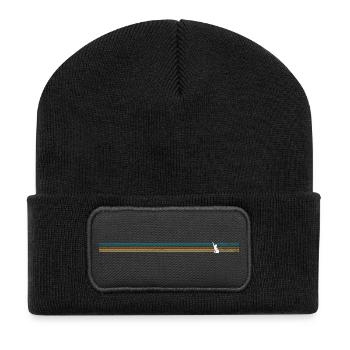Striped Rabbit Silhouette - Recycled Patch Beanie - black - Front