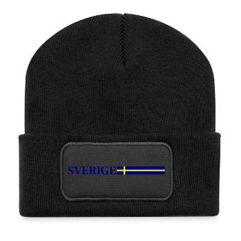 Sweden Flag Sverige - Recycled Patch Beanie - black - Front