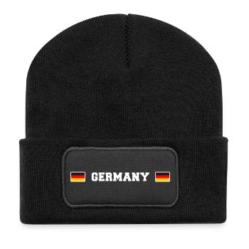 DE Fanshirt - Recycelte Patch Beanie - Schwarz - Vorne