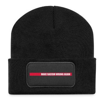 make racism wrong again - Recycelte Patch Beanie - Schwarz - Vorne