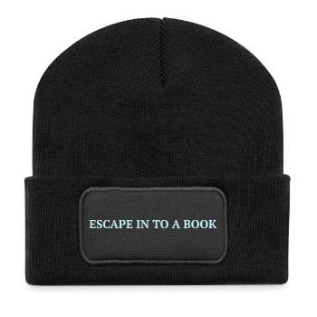 Escape in to a book - Isblåt statement  - Recycled Patch Beanie - black - Front