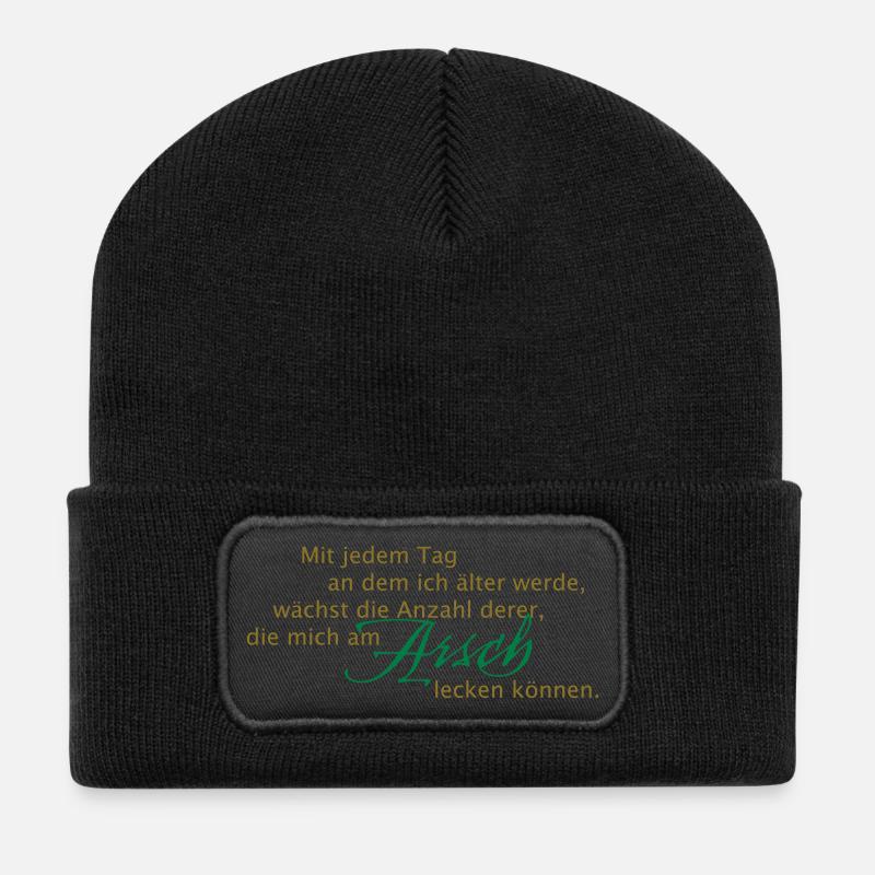 Mit jeden Tag - am Arsch lecken - Recycelte Patch Beanie - Schwarz