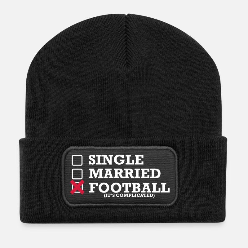 Single - Married - Football - Recycelte Patch Beanie - Schwarz