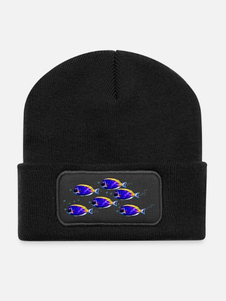 Doktorfisch (07) - Recycelte Patch Beanie - Schwarz