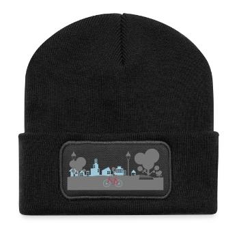 2583868 Radfahren - Recycelte Patch Beanie - Schwarz - Vorne