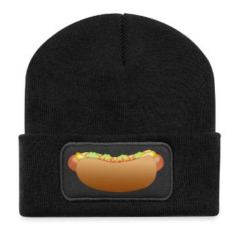 hotdog hamburger fast food cheeseburger4 - Recycled Patch Beanie - black - Front