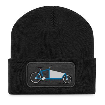 Cargo bike blue - Recycled Patch Beanie - black - Front