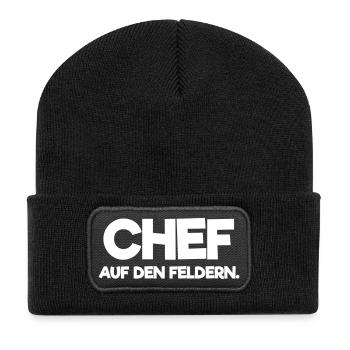 Landwirt Shirt - Lustiges Bauer Bäuerin Geschenk - Recycelte Patch Beanie - Schwarz - Vorne