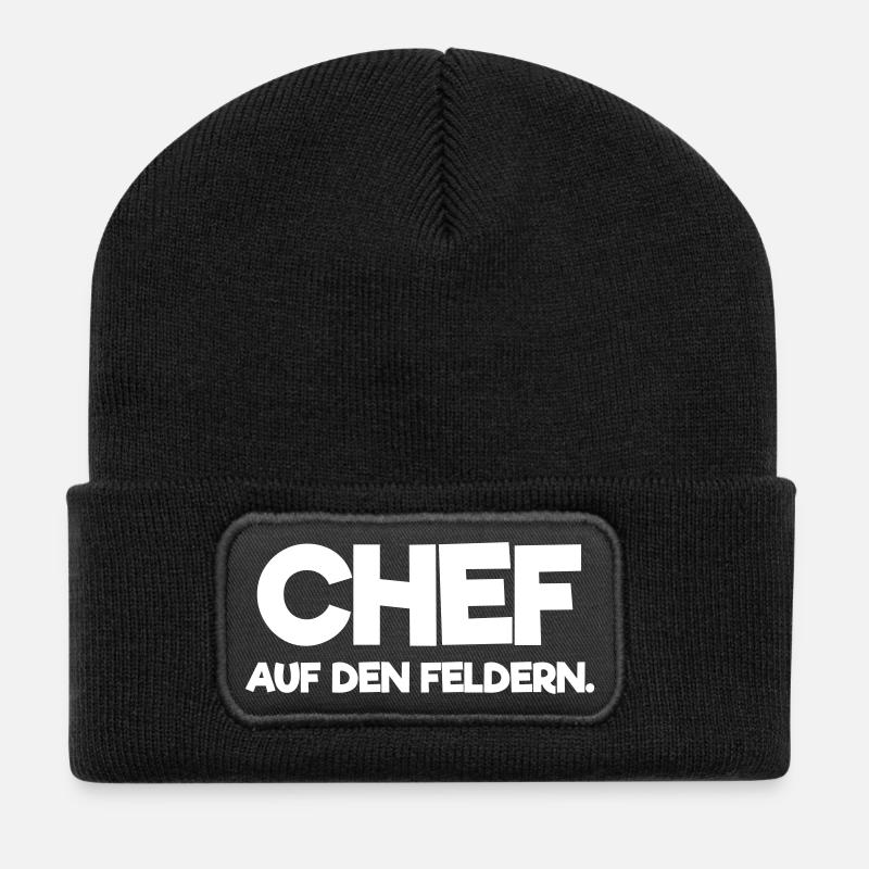 Landwirt Shirt - Lustiges Bauer Bäuerin Geschenk - Recycelte Patch Beanie - Schwarz