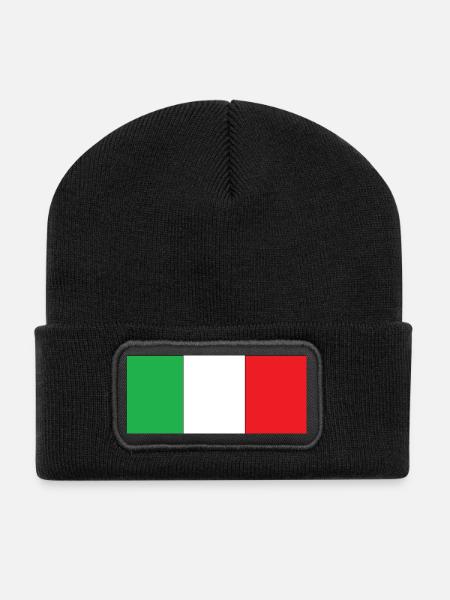 italia - Recycelte Patch Beanie - Schwarz