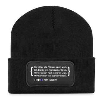 Gedicht für Hamburg-Fans | Fußball Stadion Hamburg - Recycelte Patch Beanie - Schwarz - Vorne