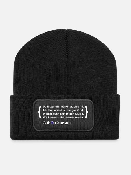 Gedicht für Hamburg-Fans | Fußball Stadion Hamburg - Recycelte Patch Beanie - Schwarz