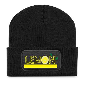 LEMON TXT & lemon fruits -2 - Recycled Patch Beanie - black - Front