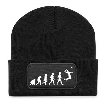 Evolution Beach Volleyball Spieler Sport - Recycelte Patch Beanie - Schwarz - Vorne