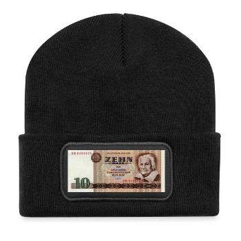 10 Mark der DDR - Recycelte Patch Beanie - Schwarz - Vorne