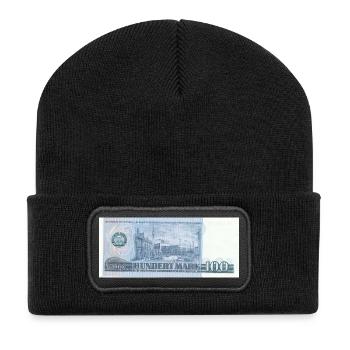 100 Mark der DDR - Recycelte Patch Beanie - Schwarz - Vorne