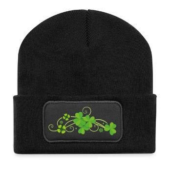 Clover lucky St. Patrick's Day shamrocks New Year's Eve - Recycled Patch Beanie - black - Front