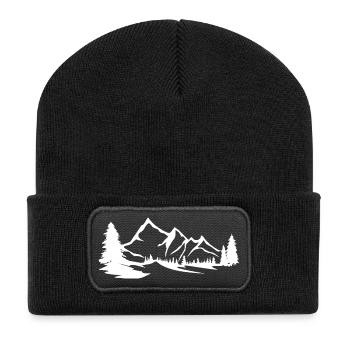 Berge - Gebirge - Recycelte Patch Beanie - Schwarz - Vorne