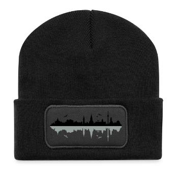 Skyline Kiel - Recycelte Patch Beanie - Schwarz - Vorne