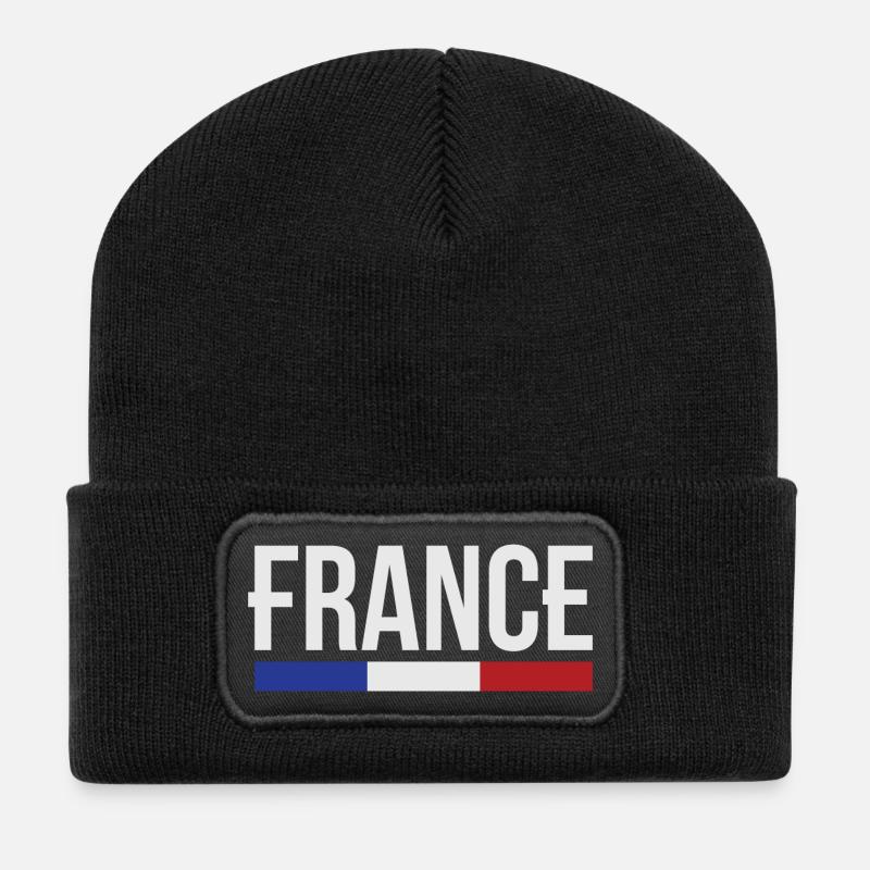 France drapeau bleu blanc rouge B - Beanie recyclé à patch - noir