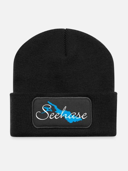 Seehase vom Bodensee für dunkle Shirts - Recycelte Patch Beanie - Schwarz